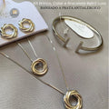 Kit Brinco, Colar e bracelete Retro Luxo Banhado A Ouro 18K