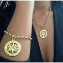 Conjunto árvore da vida Folheado Banhado 18k Moeda Antiga