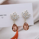 Brinco cristal gota champanhe 14k