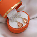 Brinco cristal gota champanhe 14k