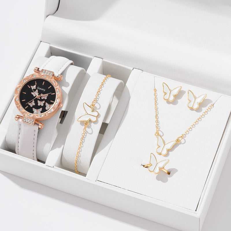 Relógio Feminino Kit Luxo 6 Peças