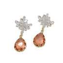 Brinco cristal gota champanhe 14k